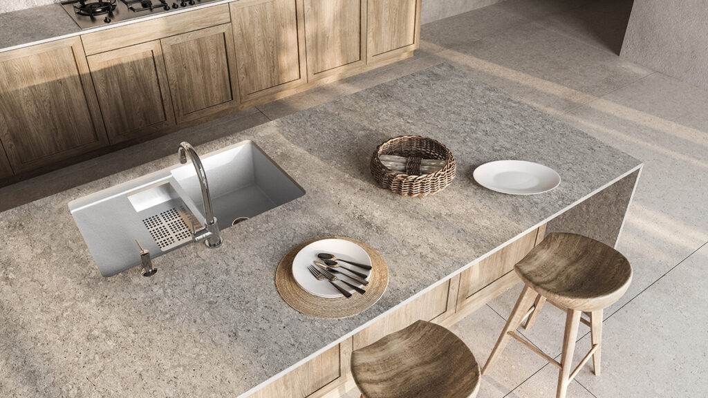 Mesada de cocina en Dekton Griggio.